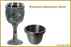 Mittelalter Weinkelch Kämpfender Ritter