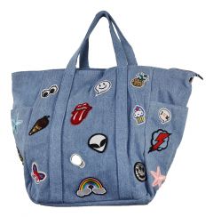 Designer Handtasche Jeans Sticker Hellblau