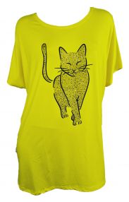 Plus-Size Tunika Süße Katze Gelb XXL