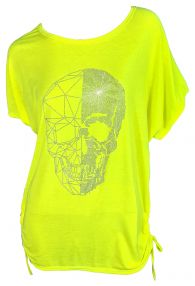 T-Shirt Skull Totenkopf Neon Gelb Diamond