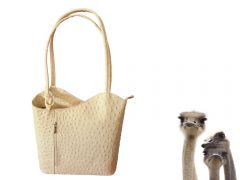 Echt Leder Designer Handtasche Strauss Creme