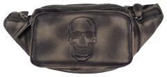 Echt Leder Gürteltasche Bauchtasche Skull Totenkopf Solo Schwarzbraun