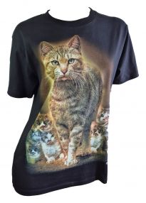 Raffiniertes Shirt Katzenfamilie - die Katzen leuchten in der Dunkelheit