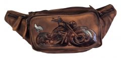 Echt Leder Gürteltasche Bauchtasche Motorrad Braun
