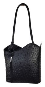 Echt Leder Designer Handtasche Strauss Schwarz