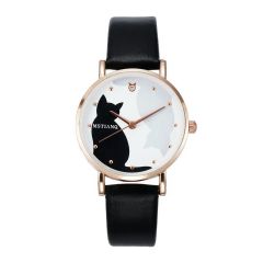Damen Armbanduhr Schwarze Katze