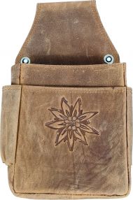 Bayrisches Echt Leder Holster Gürteltasche für Kellner Geldbeutel Edelweiß