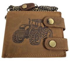 Echt Leder Herren Geldbeutel Traktor Rustikal mit Kette - Landwirtschaft