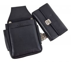 Echt Leder Kellner Taxi Geldbeutel Set Profi mit Gürteltasche Holster