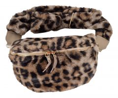 Kunstpelz Fell Gürteltasche Leopard - Bauchtasche Hüfttasche Crossover