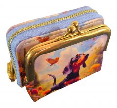 Damen Geldbeutel Kartenetui Kombination Dackel - Hund