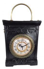 Designer Handtasche mit echter Uhr Antik Schwarz