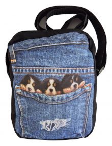 Crossbody Handtasche Jeans mit Hundebabys 3D Druck