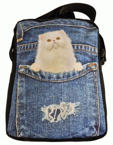 Crossbody Handtasche Jeans Weiße Katze 3D Druck