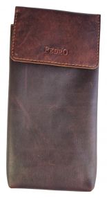 Echt Leder Handy Smartphone Gürteltasche Dunkelbraun