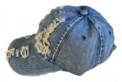 Echte Jeans Baseball Cap Schirmmütze mit Risse hellblau