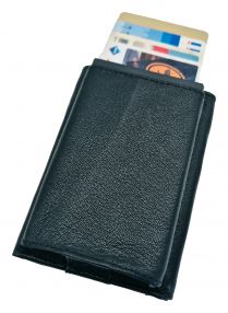Echt Leder Card Wallet Schwarz - Kreditkartenetui mit Geldscheinfach