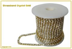 Strassband Crystal Gold mit Kristalllsteinen SS12 3mm 10 Meter Rolle