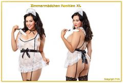 Sexy Dienstmädchen Maid Straps Kostüm XL - 4-teilig