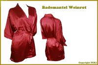 Bademantel Morgenmantel  Satin Weinrot