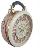 Designer Handtasche mit echter Uhr Beige