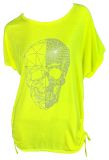 T-Shirt Skull Totenkopf Neon Gelb Diamond