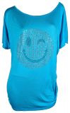 T-Shirt Smiley türkisblau