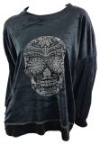 Samt Pullover Skull Totenkopf