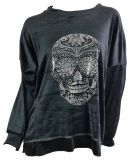 Samt Pullover Skull Totenkopf