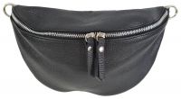 Echt Leder Bauchtasche Gürteltasche Damen Exclusive Schwarz