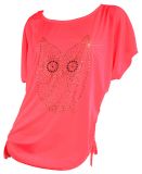 T-Shirt Eule Neon-Pink