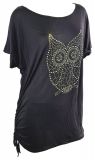 T-Shirt Eule Schwarz Gold