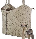 Echt Leder Designer Handtasche Strauss Beige