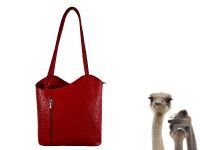 Echt Leder Designer Handtasche Strauss Rot