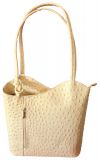 Echt Leder Designer Handtasche Strauss Creme