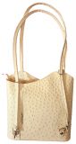 Echt Leder Designer Handtasche Strauss Creme