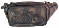 Echt Leder Gürteltasche Bauchtasche Harley Schwarzbraun