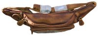 Echt Leder Gürteltasche Bauchtasche Skull Fly Totenkopf Braun