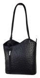 Echt Leder Designer Handtasche Strauss Schwarz