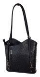Echt Leder Designer Handtasche Strauss Schwarz
