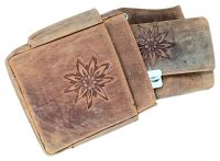 Bayrisches Echt Leder Holster Gürteltasche für Kellner Geldbeutel Edelweiß