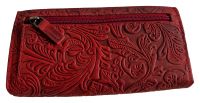 Echt Leder Damen Geldbeutel Floral Luxus mit edler Blumen-Prägung im Leder