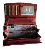 Echt Leder Damen Geldbeutel Floral Luxus mit edler Blumen-Prägung im Leder