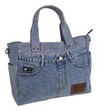 Profi Shopper Handtasche Echte Jeans Hellblau - auch perfekt auf Reisen