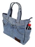 Profi Shopper Handtasche Echte Jeans Hellblau - auch perfekt auf Reisen