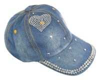 Designer Baseball Cap Schirmmütze Jeans mit Herz