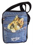 Crossbody Handtasche Jeans Neugierige Katze 3D Druck