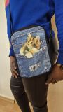 Crossbody Handtasche Jeans Neugierige Katze 3D Druck