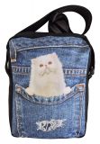 Crossbody Handtasche Jeans Weiße Katze 3D Druck