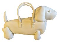 Designer Handtasche Dackel Hund Elfenbeinfarben